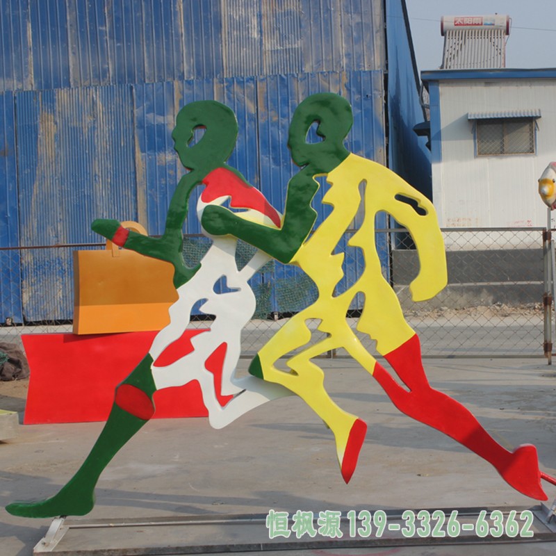 玻璃钢不锈钢跑步人物 广场运动人物