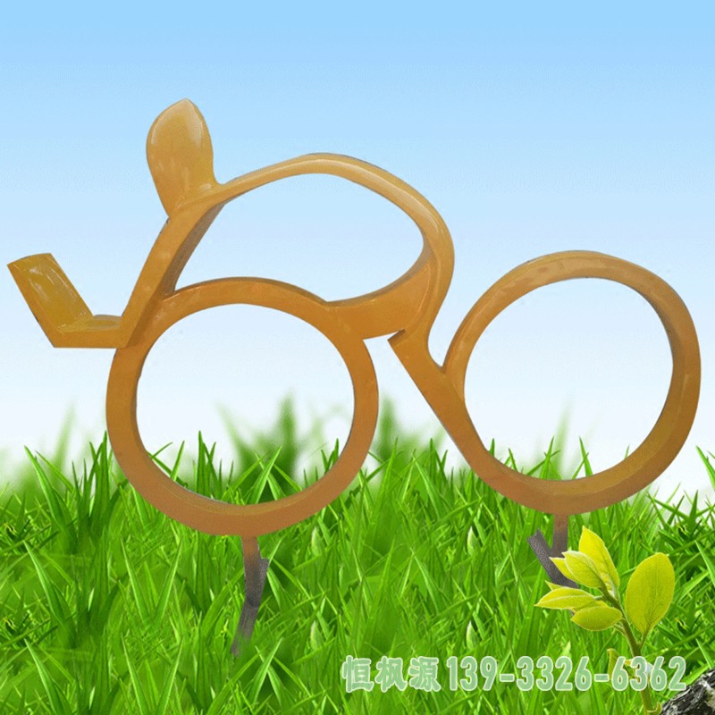公园景观摆件,不锈钢抽象骑单车的人物雕塑 (3)