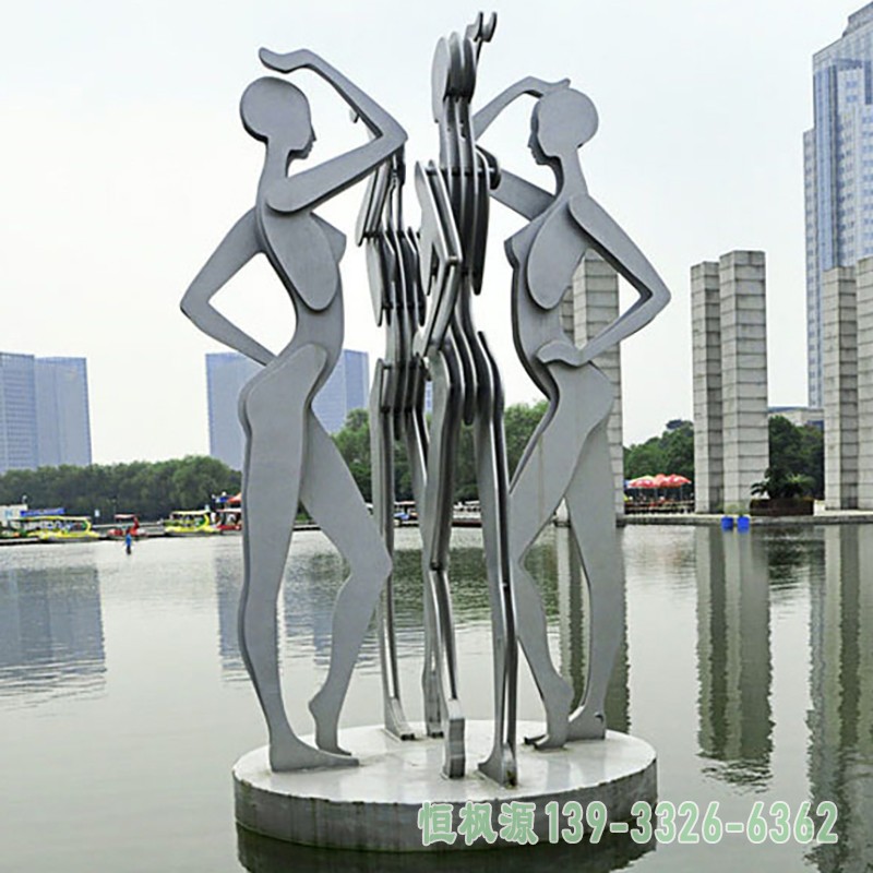 不锈钢跳舞情侣 广场景观雕塑 (1)