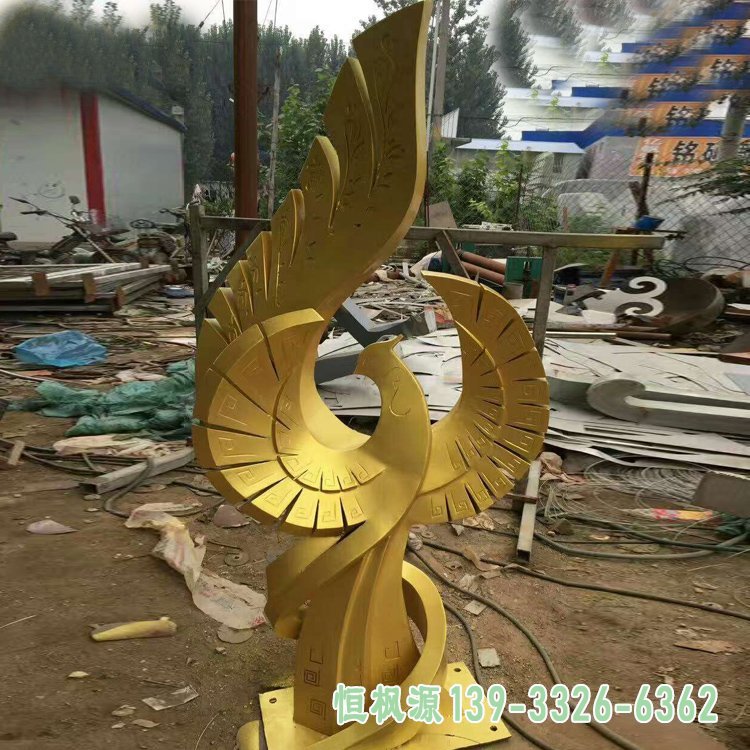 不锈钢抽象凤凰 公园景观雕塑