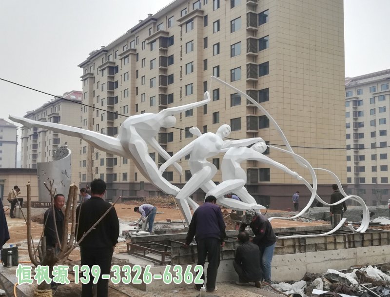 户外广场不锈钢健美操雕塑 运动雕塑 不锈钢大型景观雕塑抽象运动人物11260 (3)