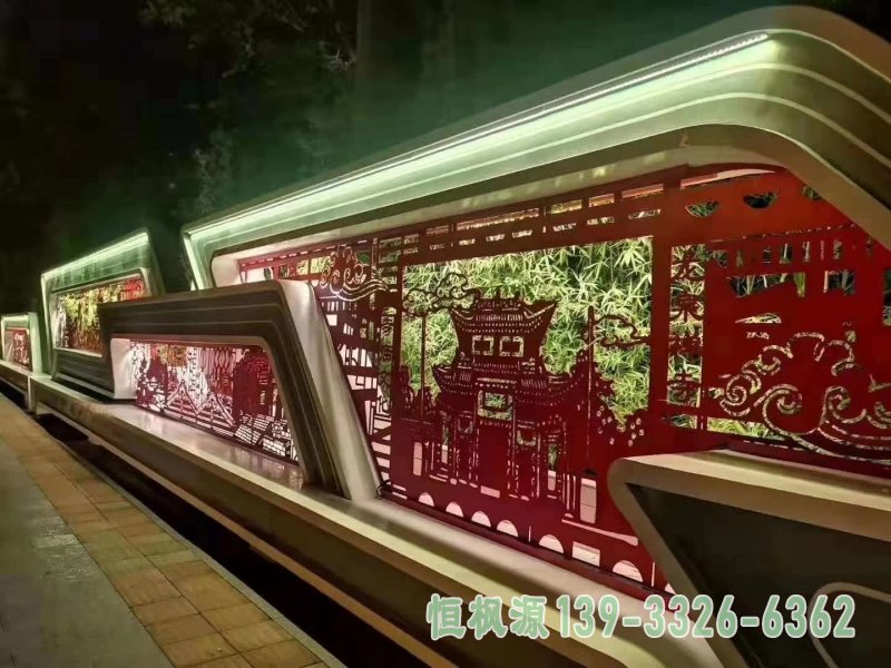 大型公园不锈钢剪纸灯饰雕塑 (5)