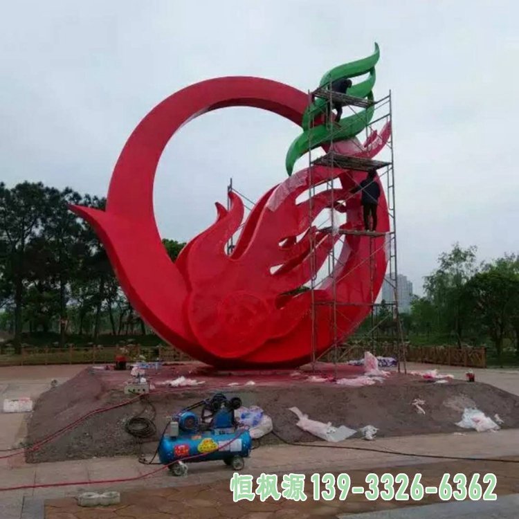 广场抽象凤凰不锈钢雕塑 (1)