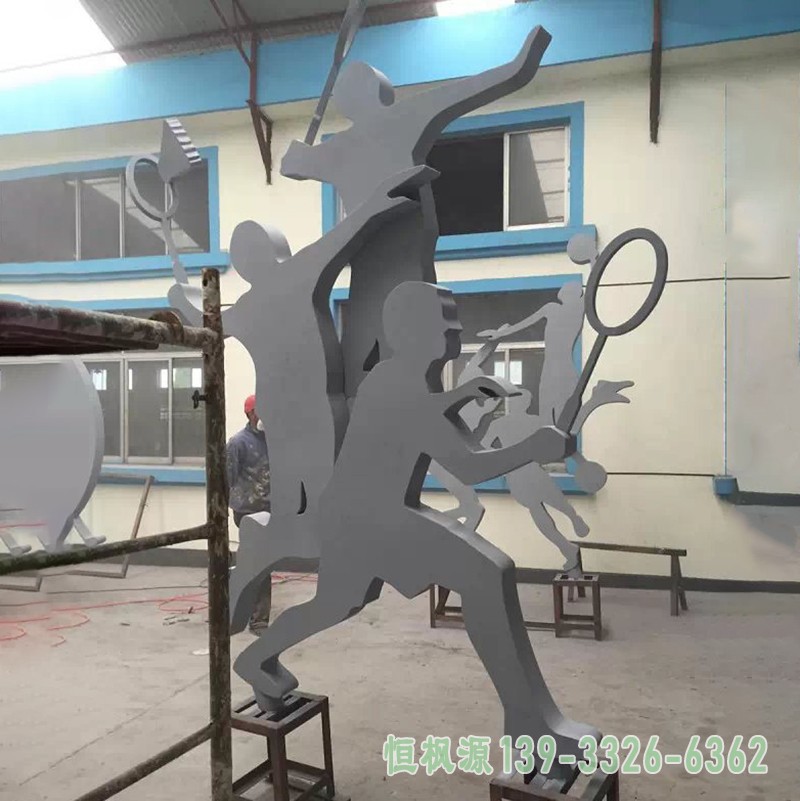 不锈钢打羽毛球雕塑,广场不锈钢雕塑 (3)