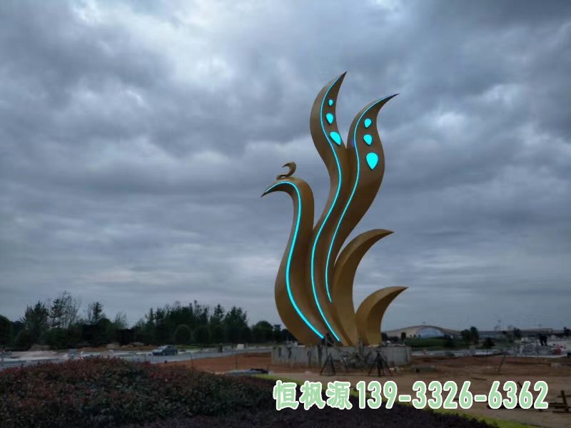 不锈钢抽象凤凰雕塑,大型广场雕塑 (3)