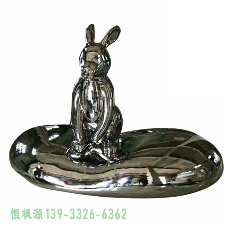 公园景观摆件,不锈钢镜面兔子雕塑