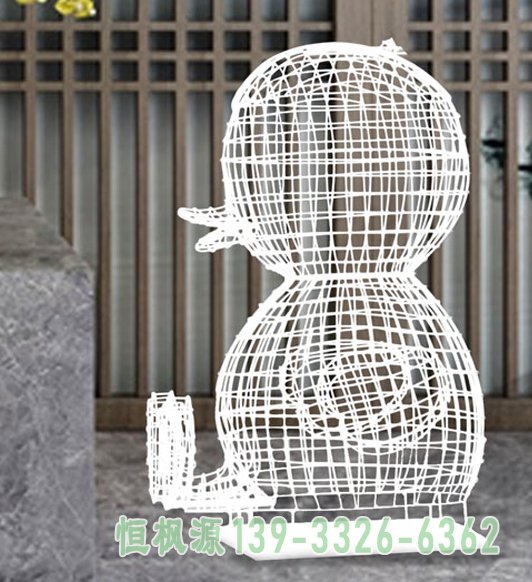 不锈钢镂空鸭子雕塑 (1)