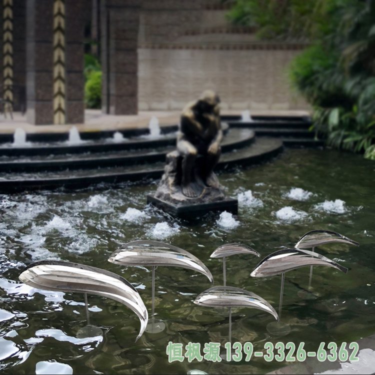 酒店装饰不锈钢鱼雕塑 (2)