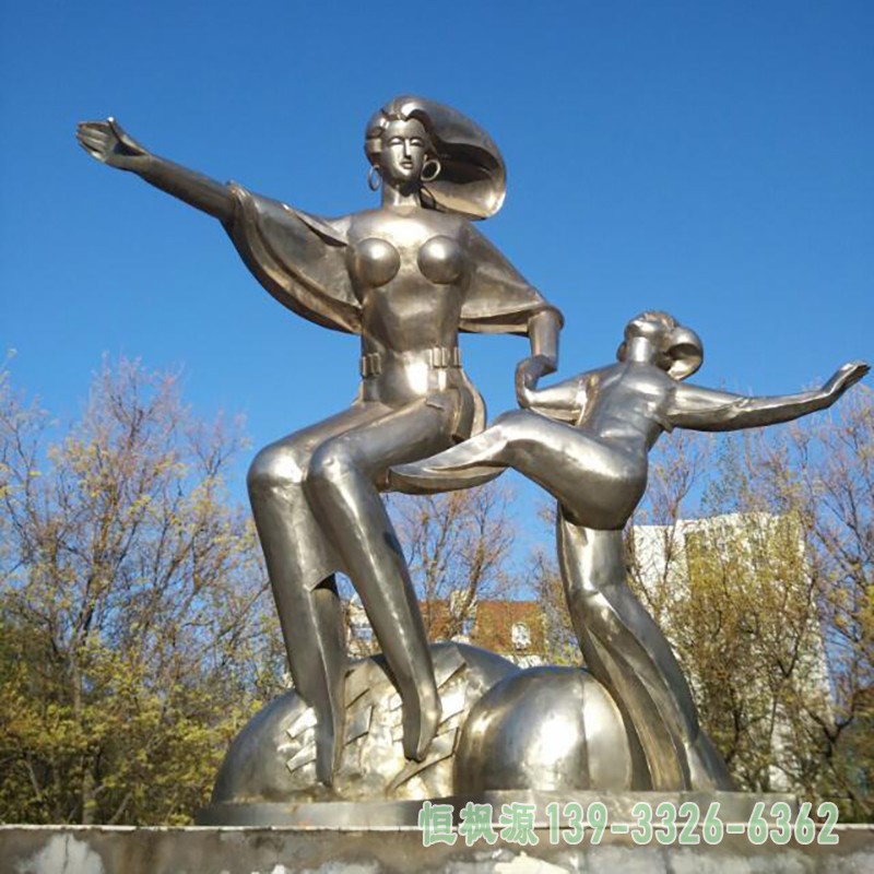 不锈钢跳舞雕塑,公园运动不锈钢雕塑