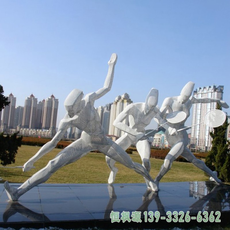 不锈钢几何运动人物雕塑 公园抽象人物摆件