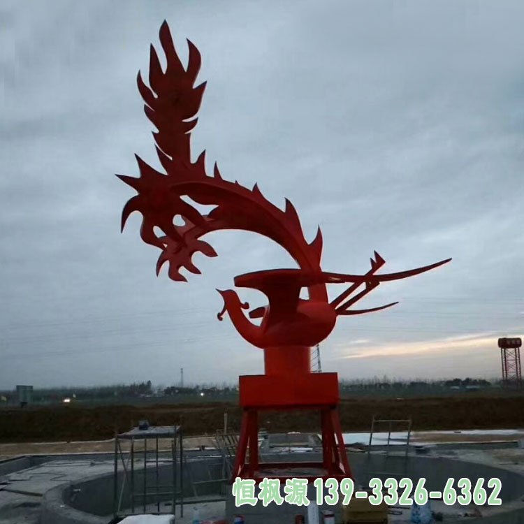 不锈钢抽象凤凰 广场景观雕塑 (1)