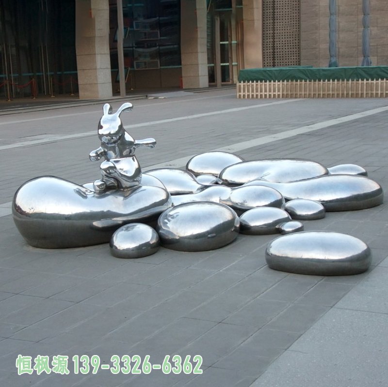不锈钢兔子雕塑 (1)