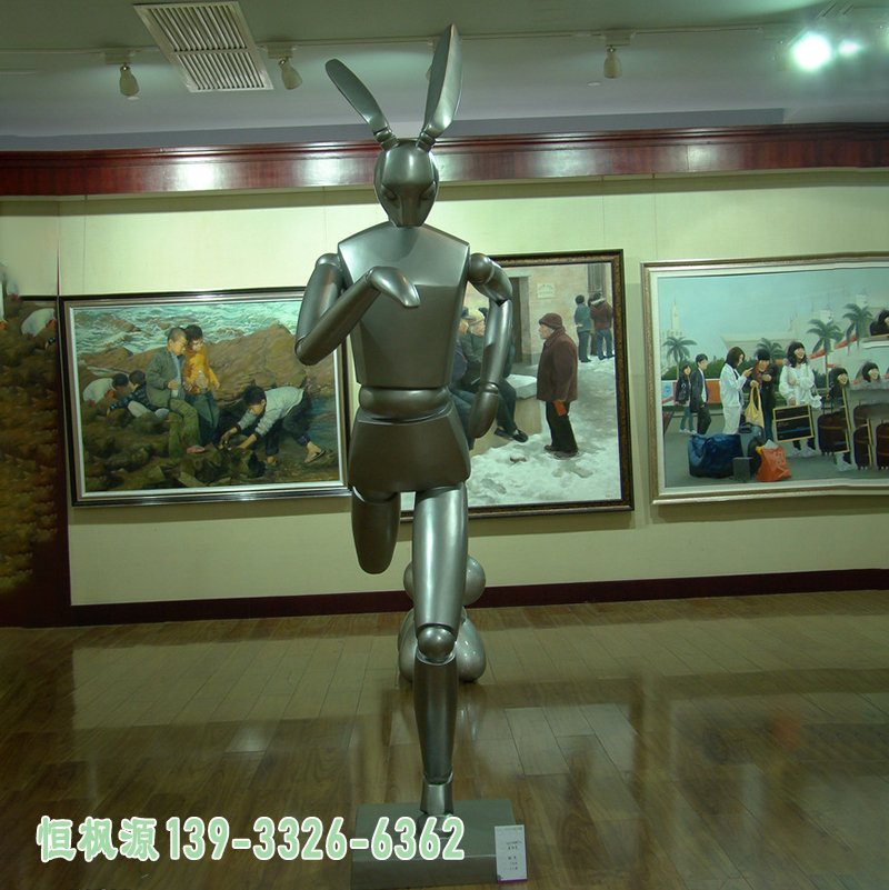 不锈钢兔子雕塑 (2)