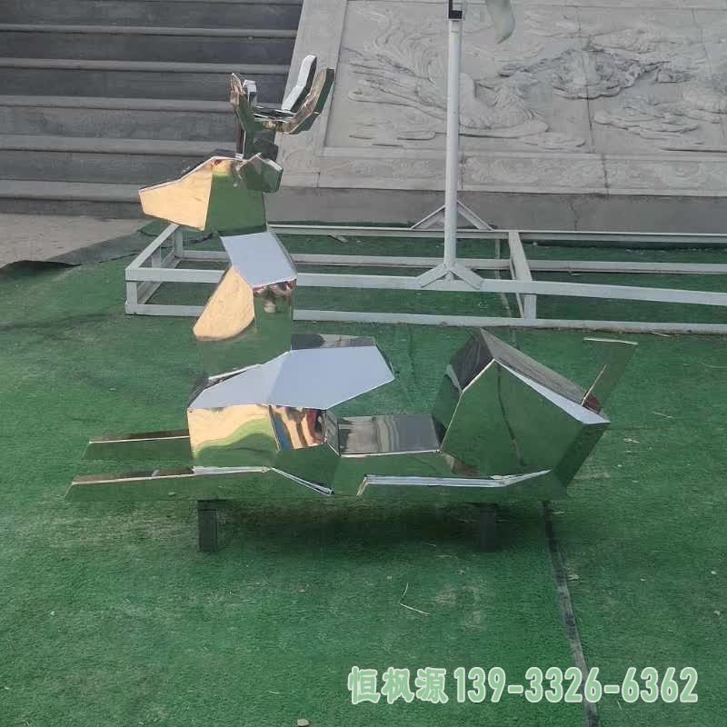 抽象玻璃钢几何鹿雕塑 (3)