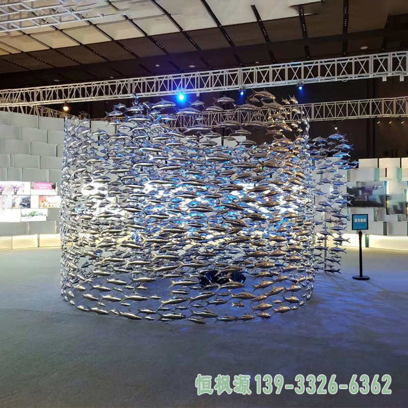不锈钢鱼群雕塑
