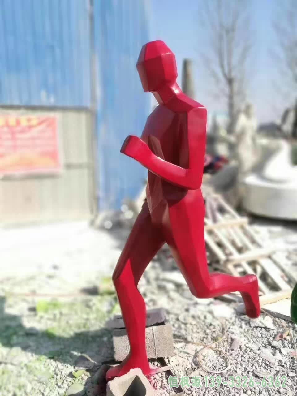 不锈钢彩绘跑步雕塑 (2)