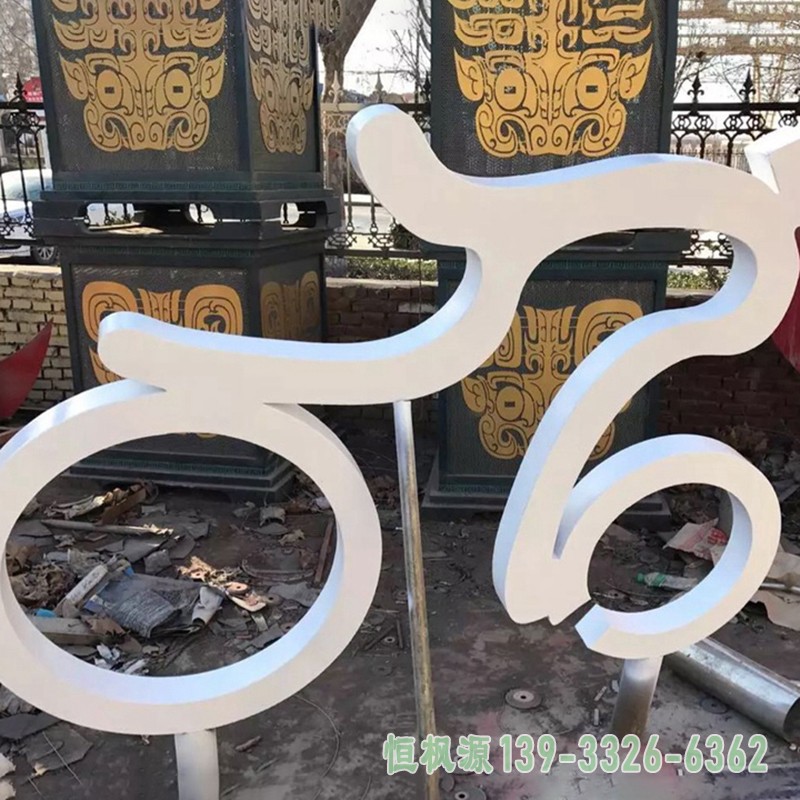不锈钢抽象骑车 广场景观雕塑