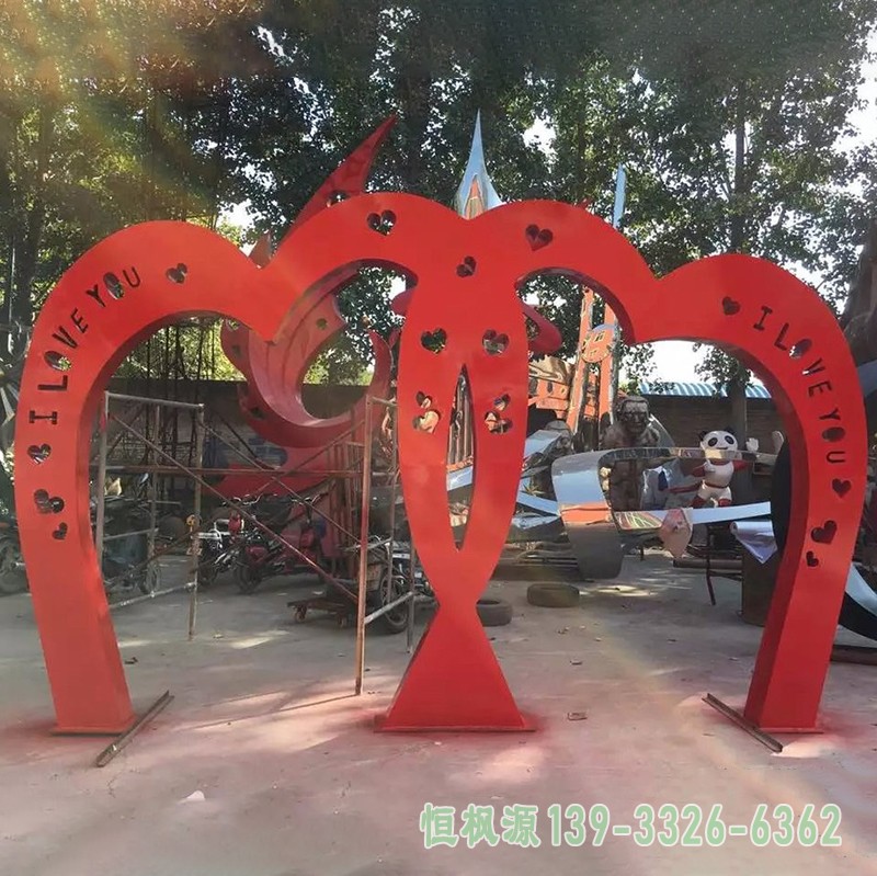 不锈钢心形拱门雕塑,公园不锈钢雕塑