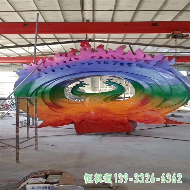 不锈钢彩绘凤凰雕塑