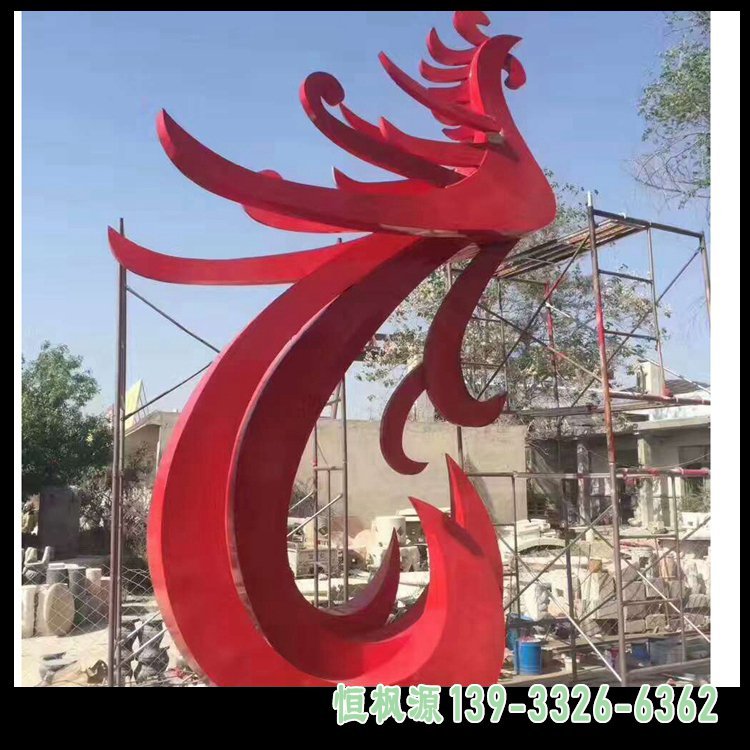 不锈钢彩色凤凰 广场景观雕塑 (1)