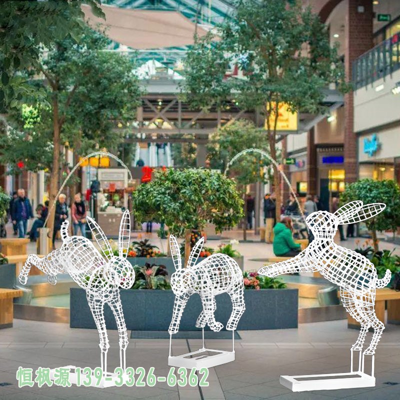花园庭院镂空兔子雕塑 (1)