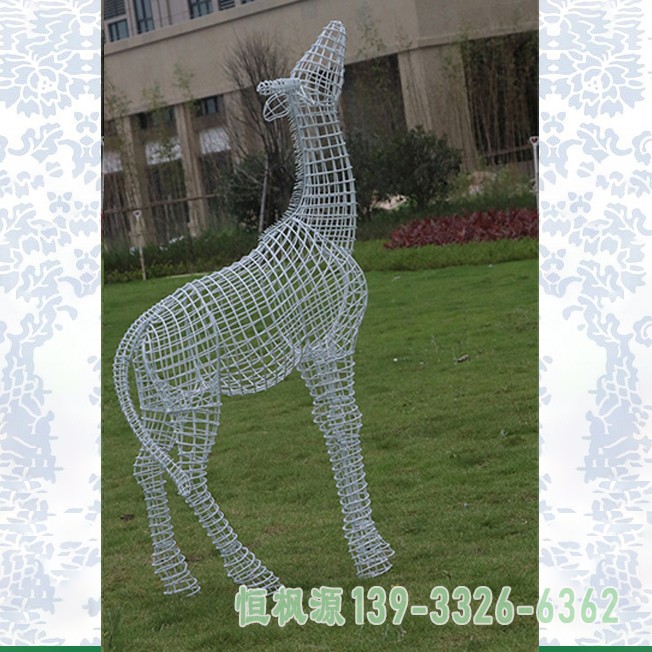 镂空长颈鹿雕塑 (3)