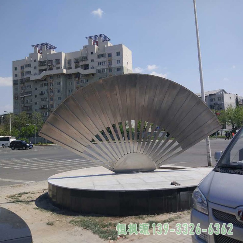 不锈钢扇子雕塑,路边景观雕塑 (3)