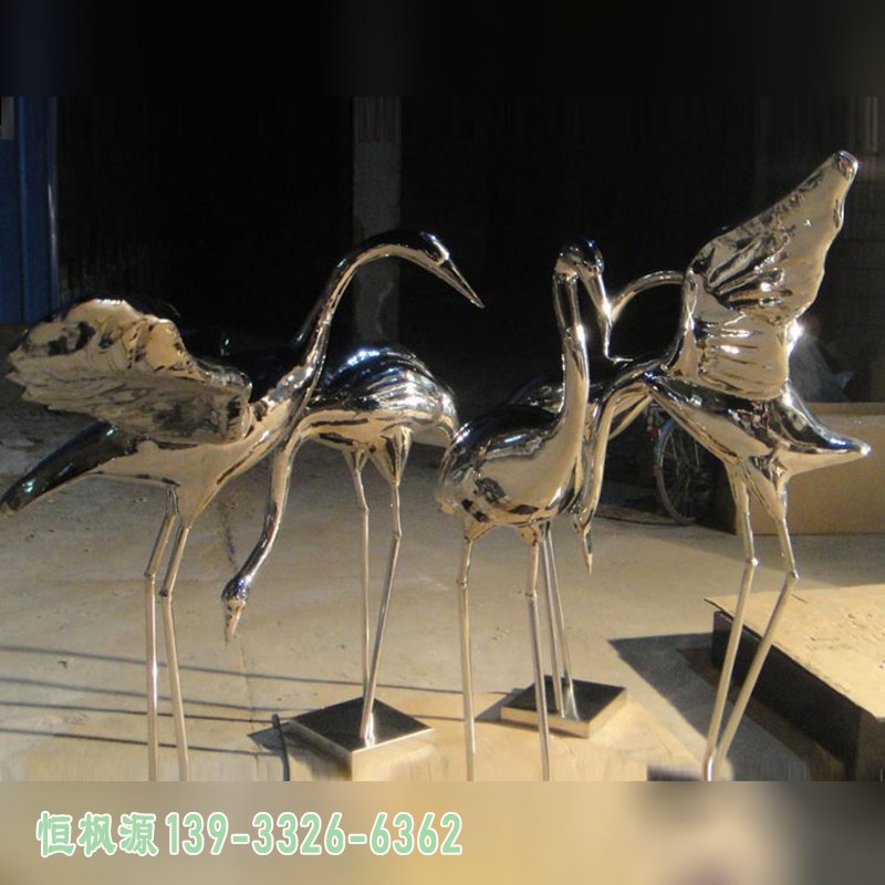 不锈钢动物雕塑,不锈钢仙鹤雕塑 (1)