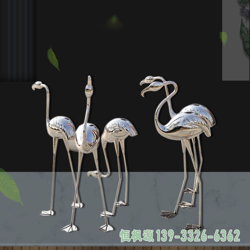 不锈钢镜面火烈鸟雕塑