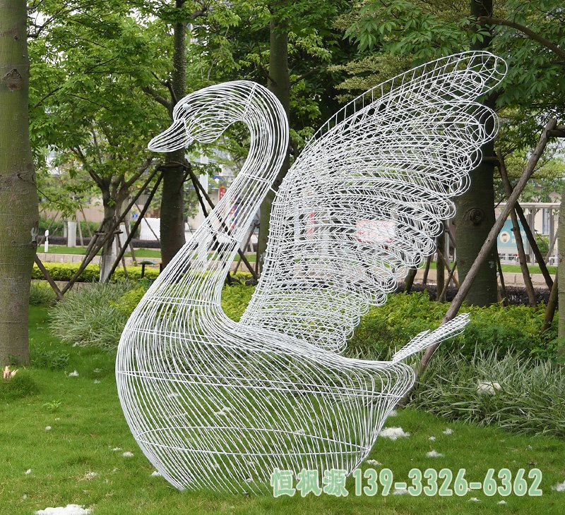 天鹅镂空不锈钢雕塑 (1)
