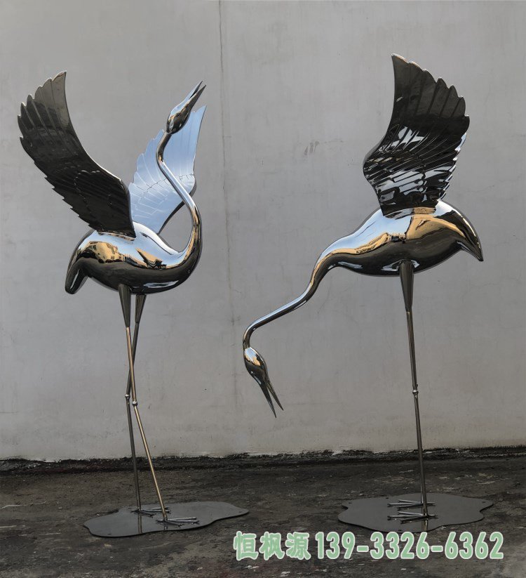 不锈钢锻造仙鹤展翅雕塑 (3)