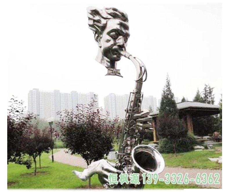 不锈钢萨克斯雕塑 音乐雕塑 抽象人物雕塑公园绿地景观雕塑95809