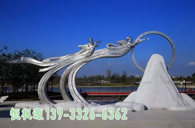 不锈钢奔月的仙女雕塑 广场不锈钢雕塑