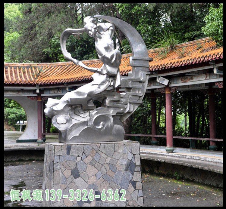 不锈钢仙女雕塑,公园景观摆件 (2)