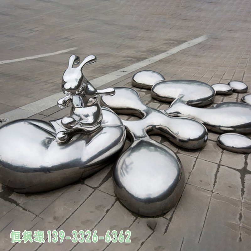 不锈钢镜面小兔 广场动物摆件