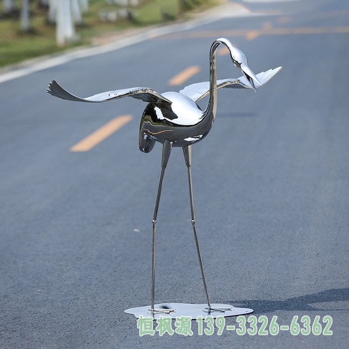 不锈钢祥瑞仙鹤雕塑 (8)