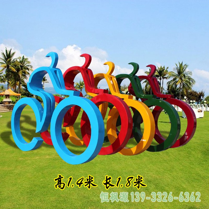 抽象人物骑自行车雕塑公园不锈钢雕塑 2
