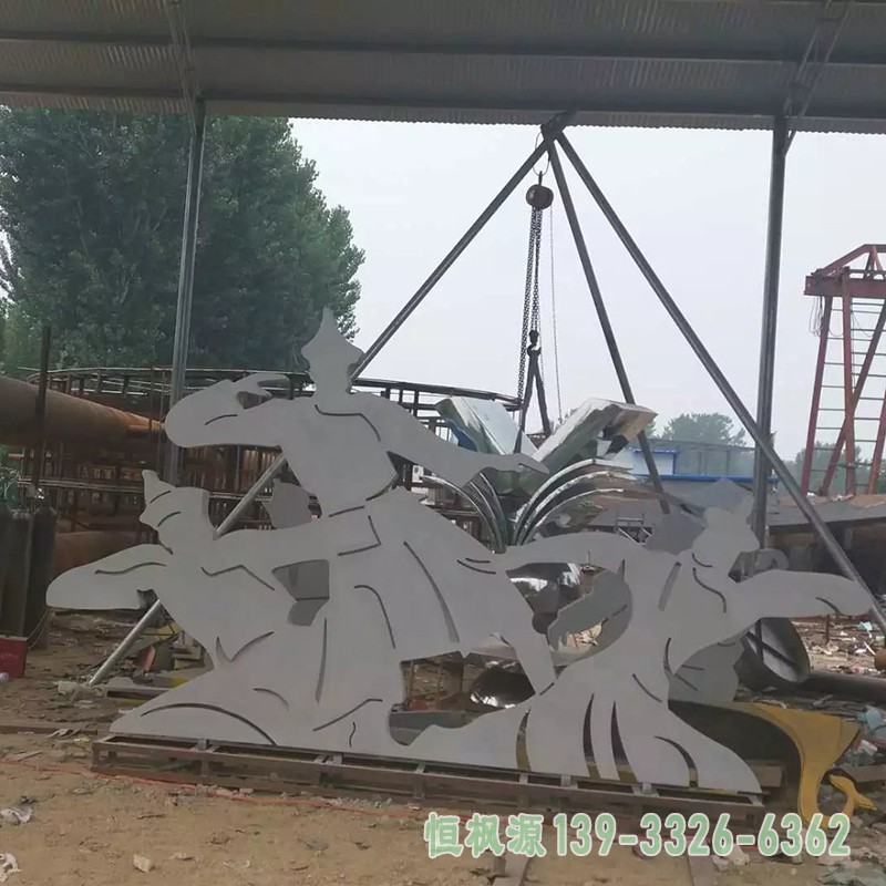 不锈钢蒙古族跳舞雕塑,不锈钢抽象人物雕塑