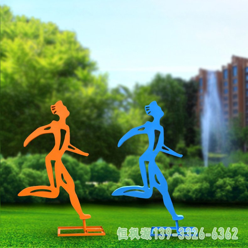 不锈钢抽象跑步人物雕塑 (4)