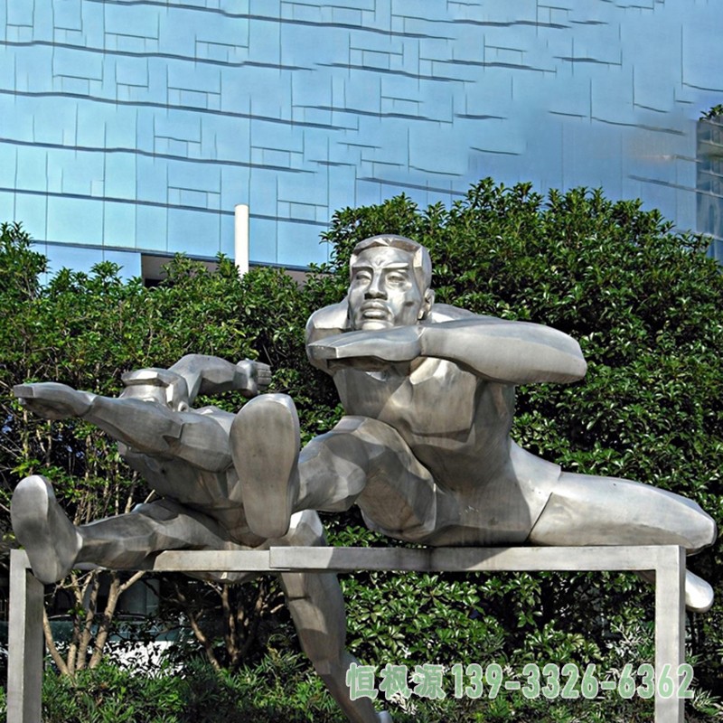 不锈钢压腿人物 广场运动人物