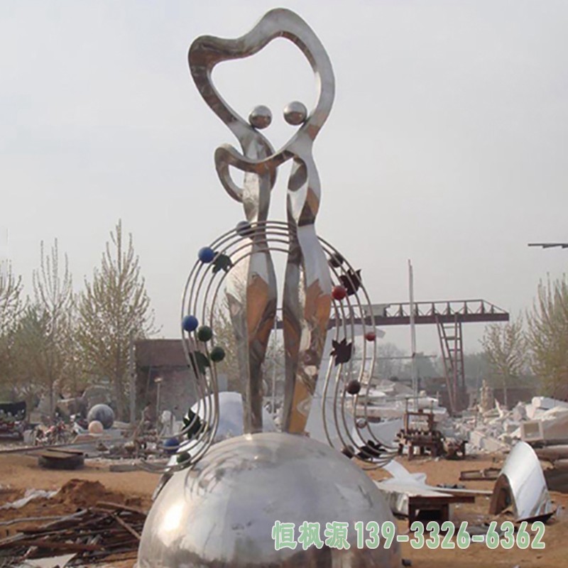 不锈钢抽象跳舞的人物雕塑,广场景观摆件