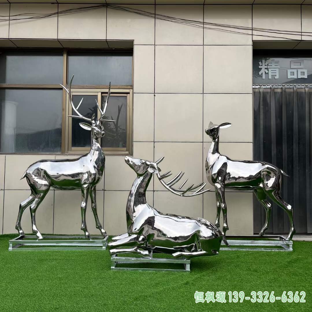 不锈钢镜面小鹿雕塑 (19)