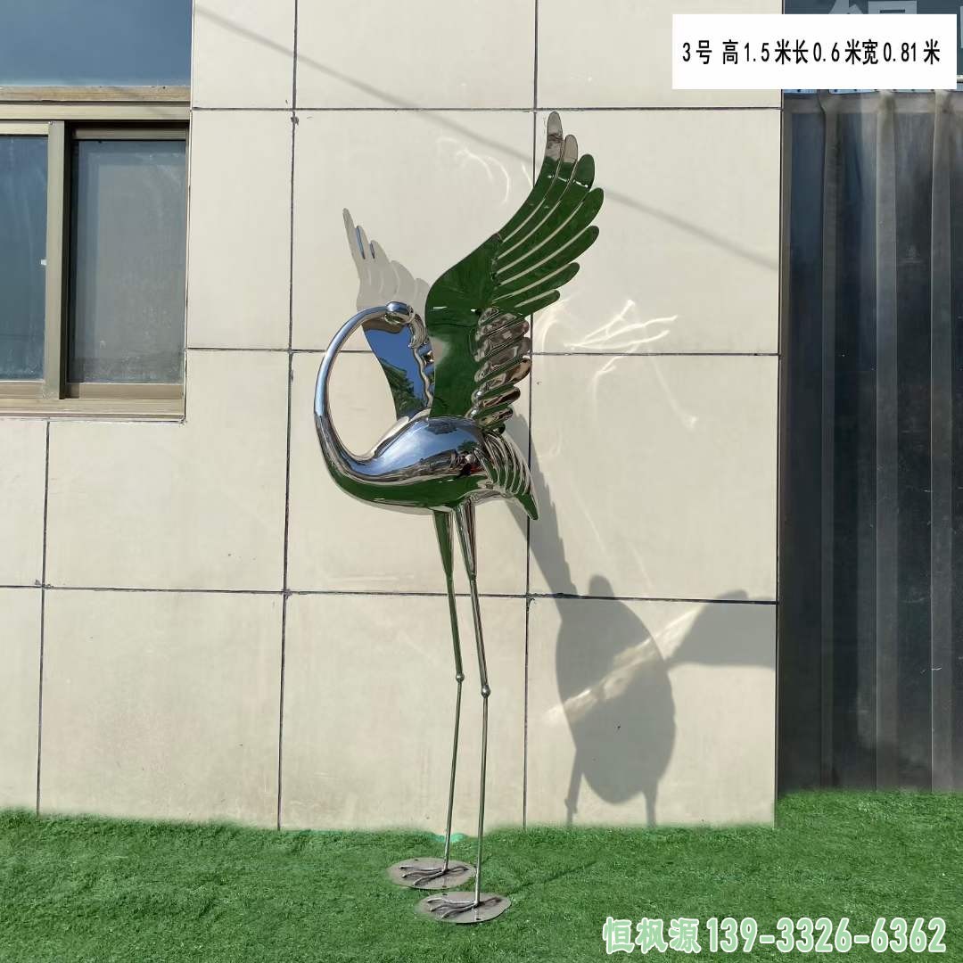 不锈钢镜面火烈鸟雕塑 (1)