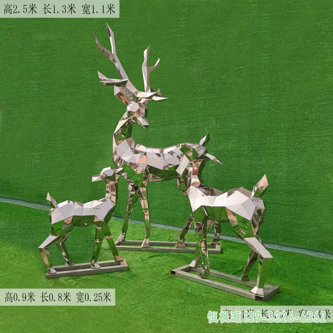 不锈钢几何小鹿雕塑 (3)