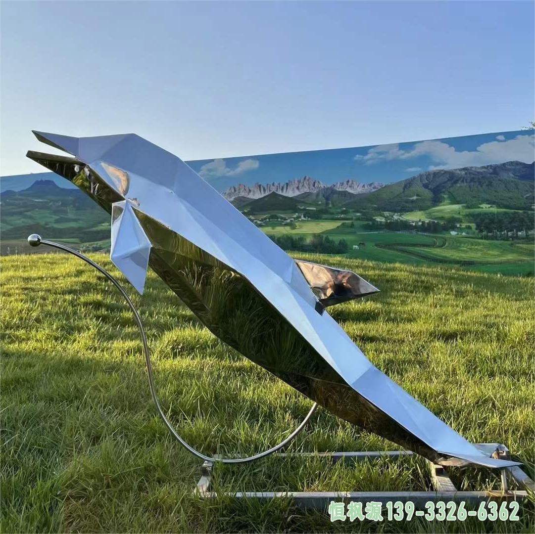 不锈钢几何海豚雕塑 (1)[1]