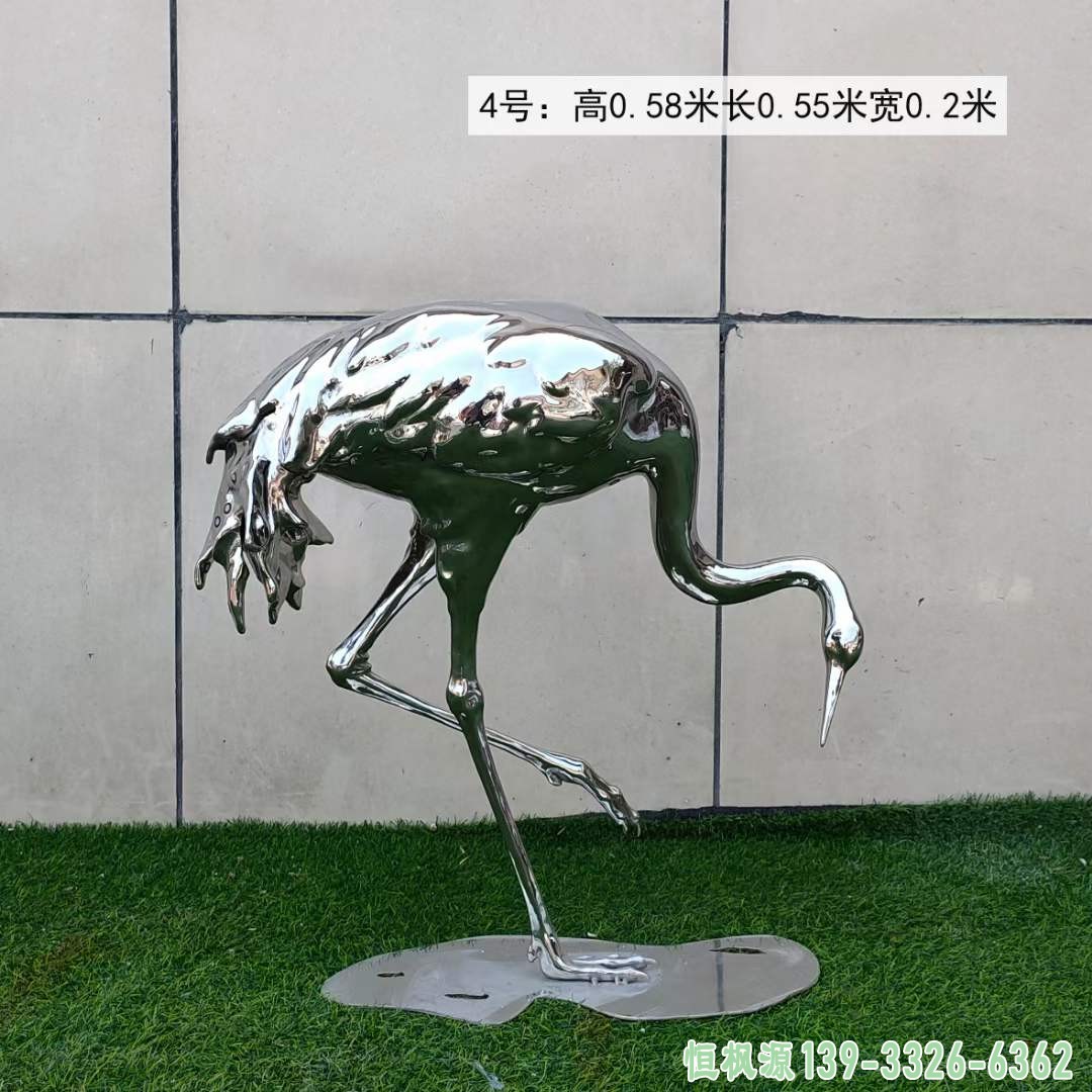 不锈钢镜面火烈鸟雕塑 (7)
