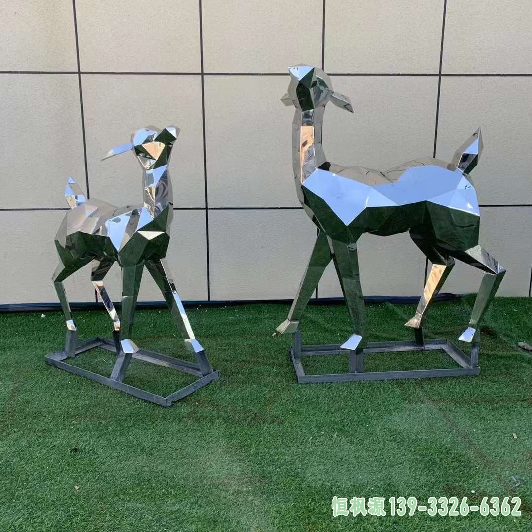 不锈钢几何小鹿雕塑 (49)