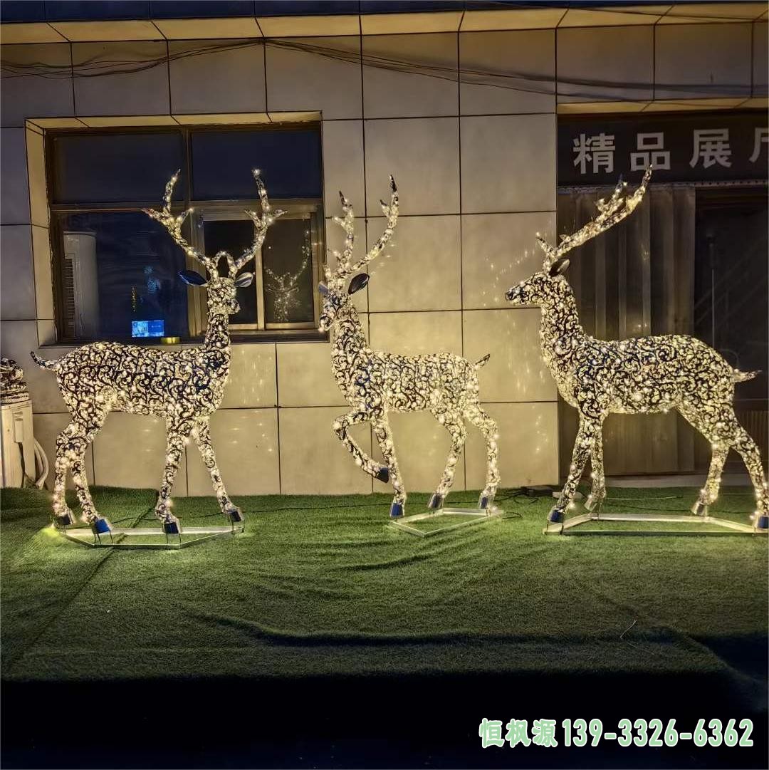 不锈钢发光镂空鹿雕塑 (14)