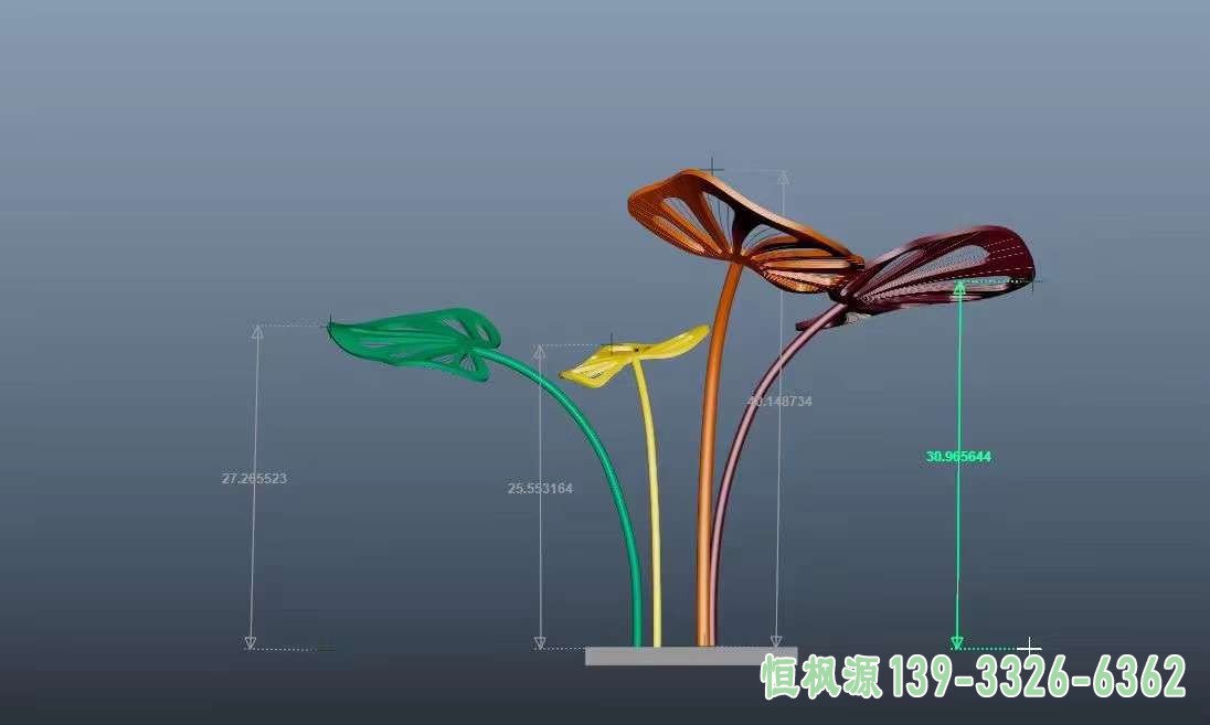 不锈钢树叶雕塑 (2)