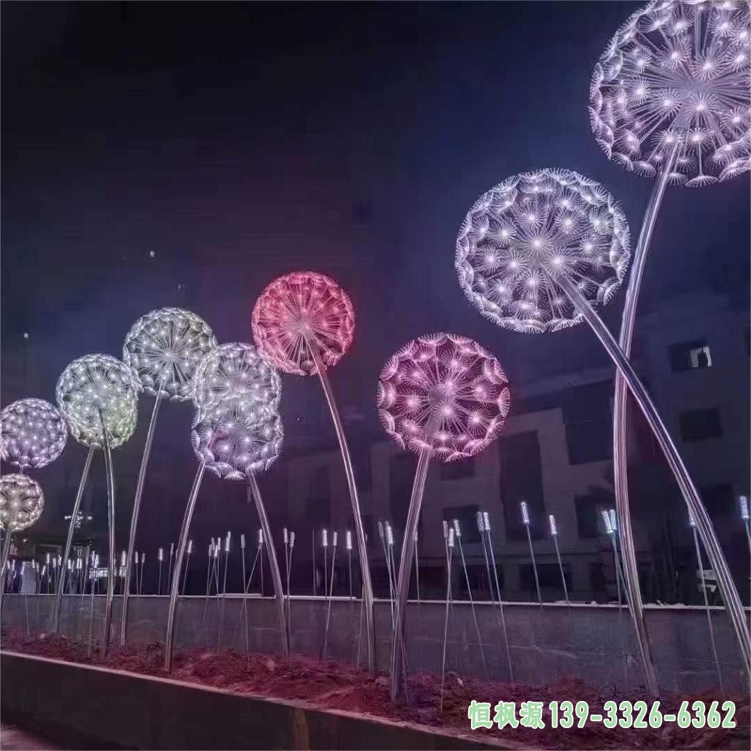 不锈钢发光蒲公英雕塑 (6)